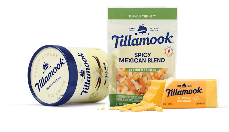 Stack of Tillamook products.