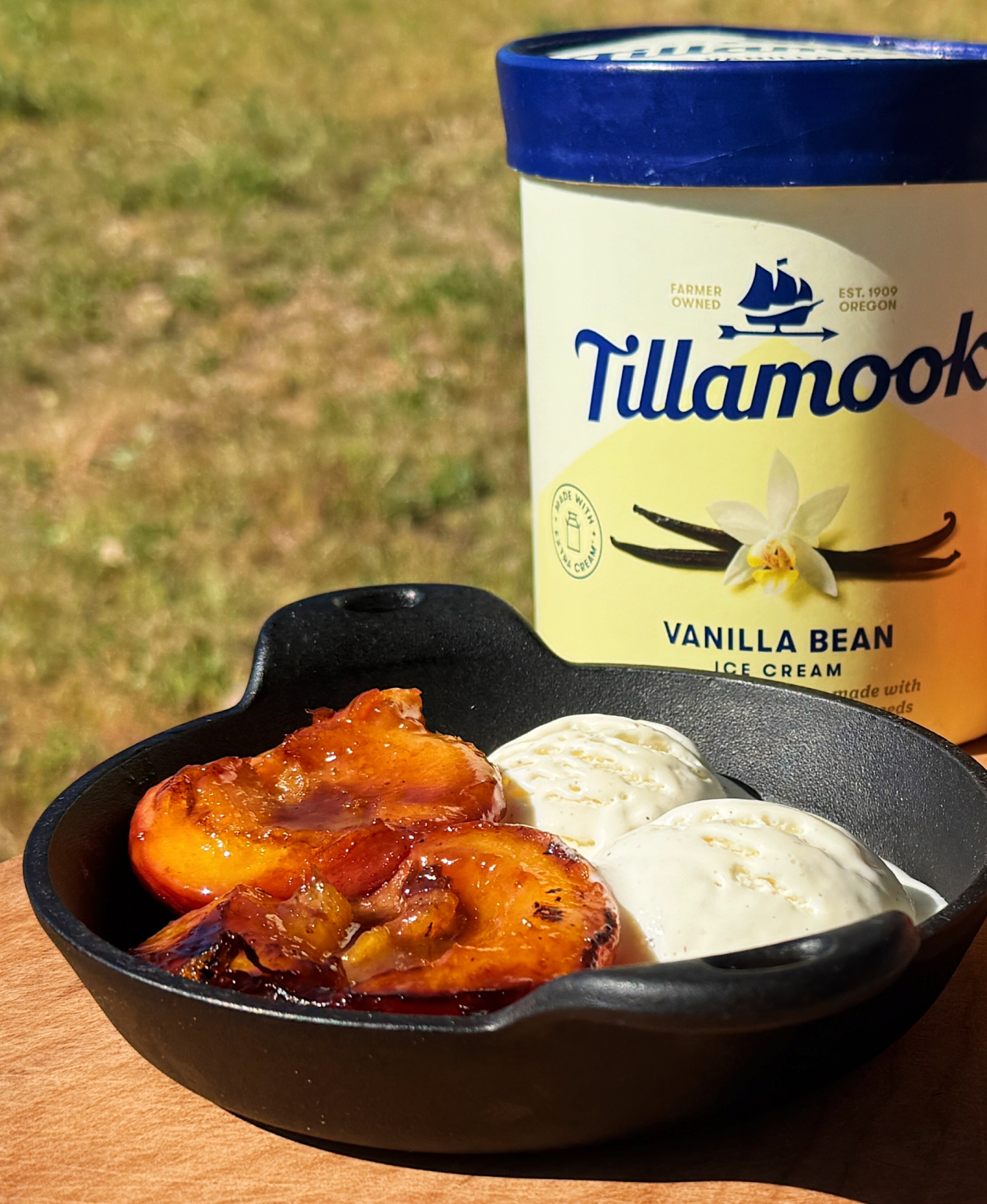 Warm Peaches with Vanilla Bean Ice Cream - Tillamook