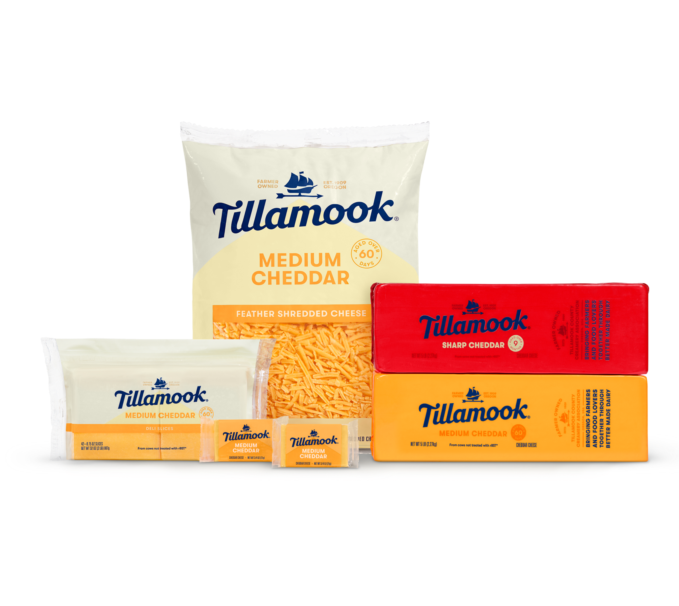 Tillamook Shredded Medium White Cheddar Cheese 5 lb. Bag - 4/Case