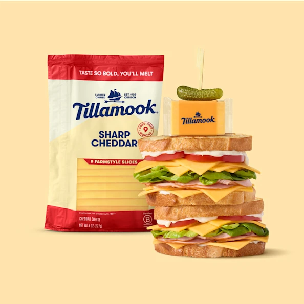 Burger with Tillamook Sharp Cheddar Cheese package