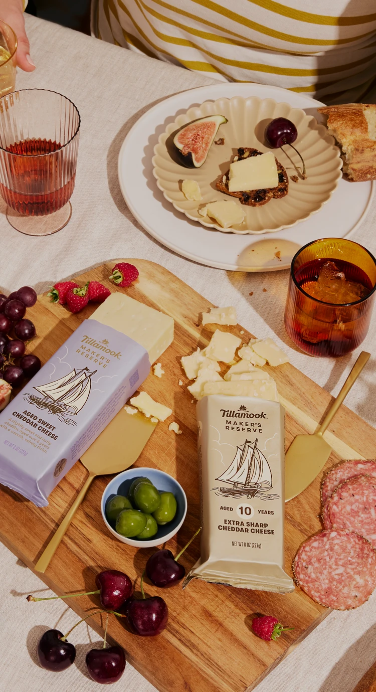 Board of Tillamook specialty cheeses