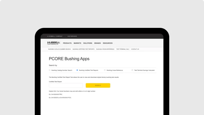 PCORE™ Bushing Certified Test Reports