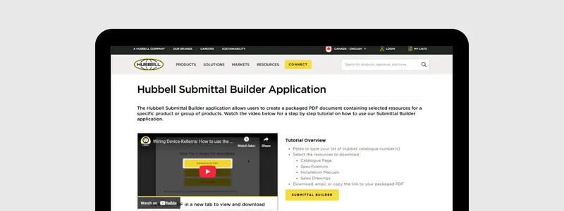 Hubbell Submittal Builder