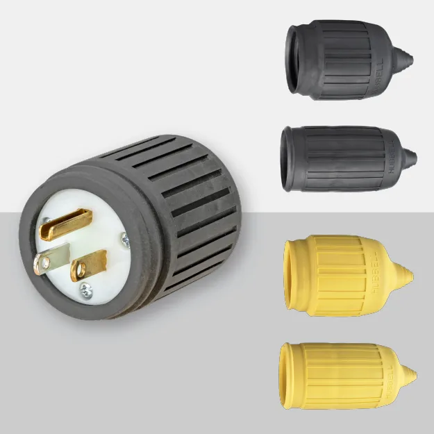 New Seal-Tite® weatherproof boots protect Hubbell EdgeConnect straight blade & locking plugs and connectors