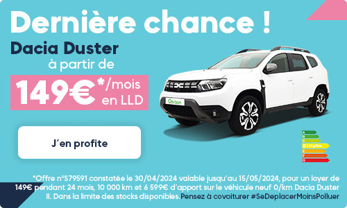 Dacia Duster à partir de 149€*/mois en LLD. Dernière chance