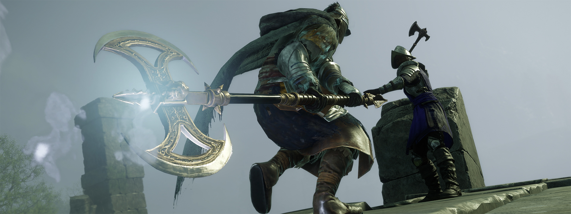 A screenshot of two New World characters fighting.