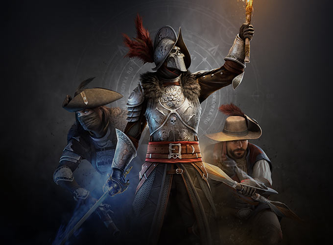 A arte de caixa da Edição Deluxe mostra três personagens, incluindo um homem em armadura empunhando uma tocha.