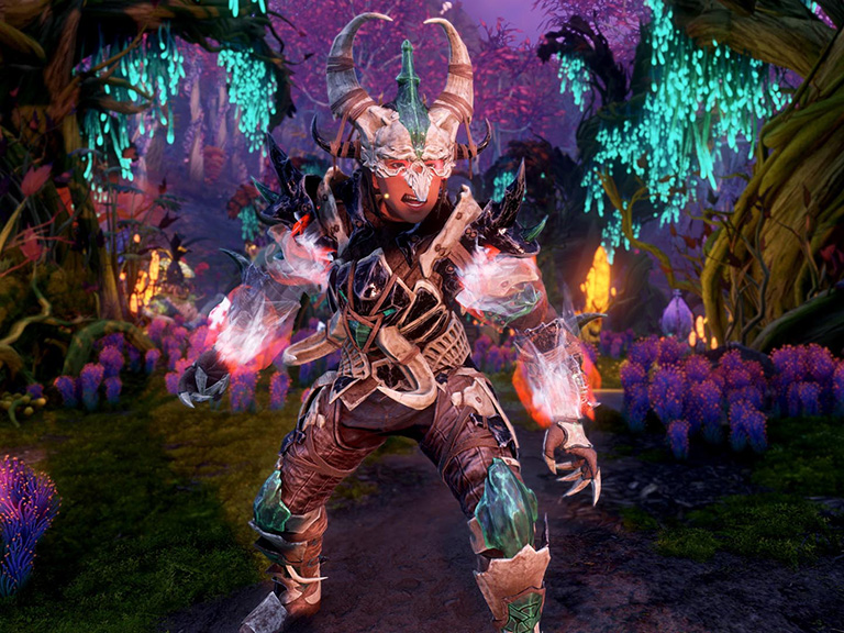 An Adventurers uses the Primal Fury Heartrune to transform in Elysian Wilds.