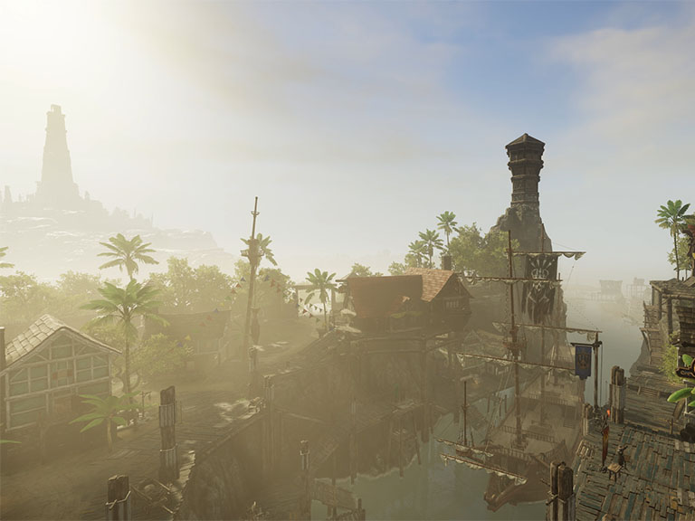 Una captura de pantalla donde aparece la forja de un asentamiento. En el nivel 5, hay una impresionante estructura cubierta de ornamentos y una enorme forja construida en la estructura final.
