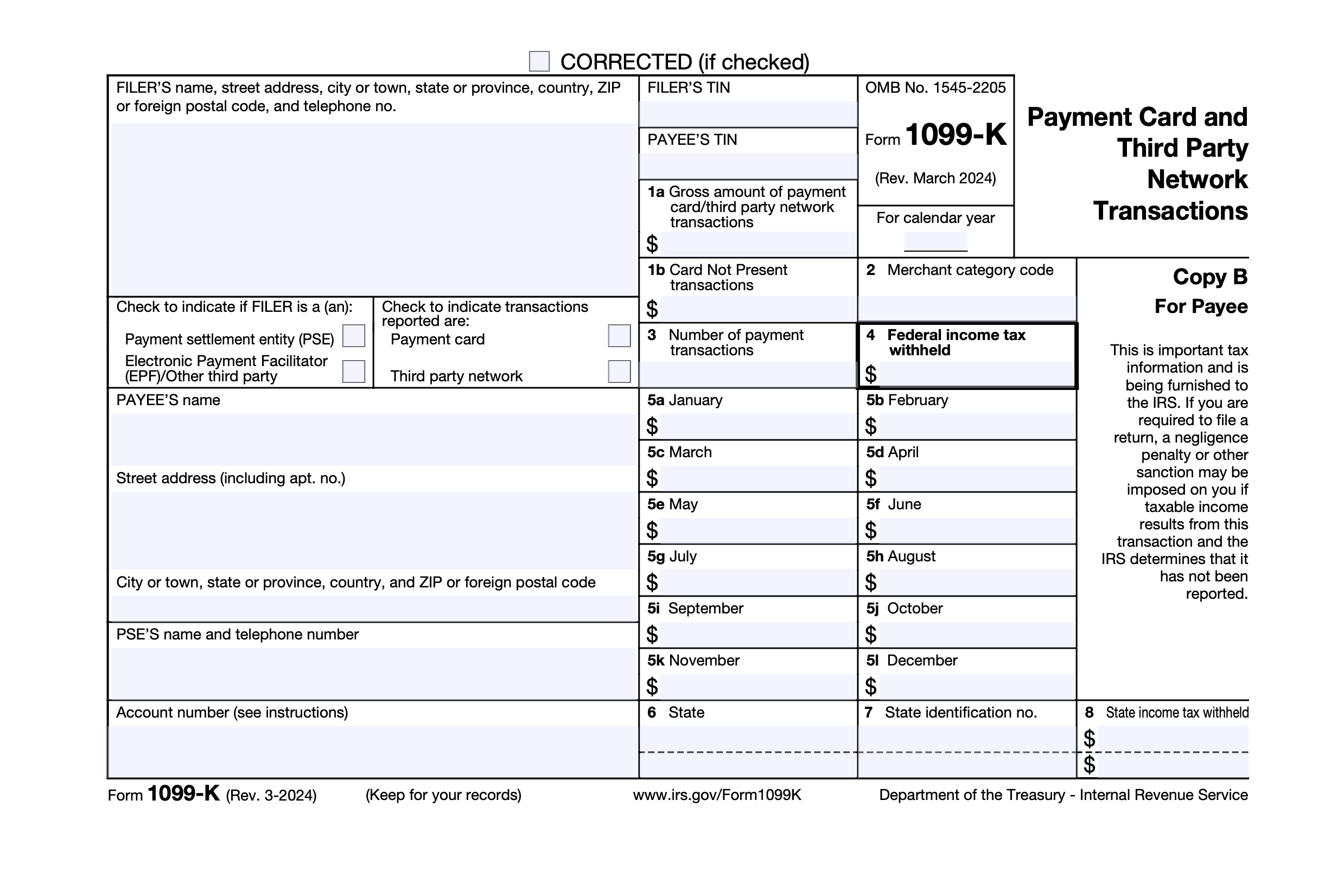 IRS Form 1099K 2024