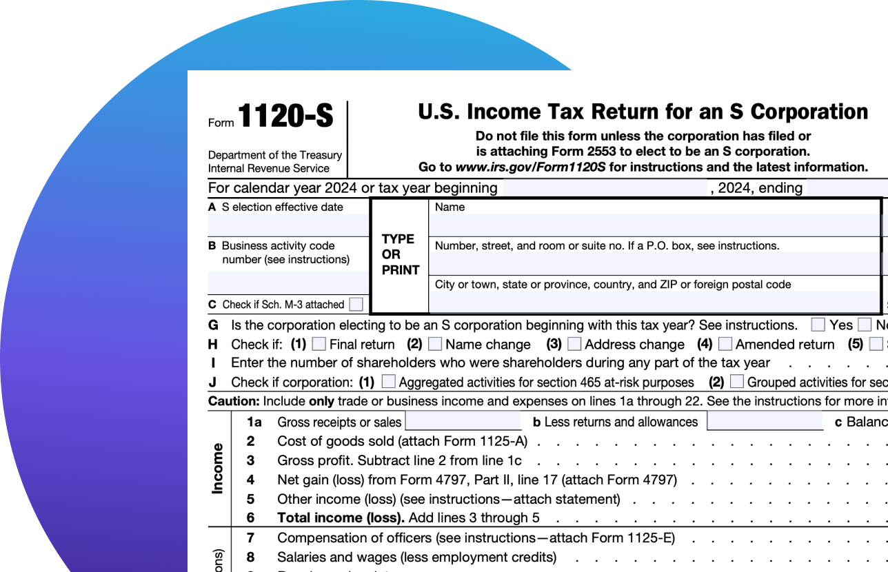 IRS 1120s tax form