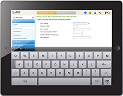 TaxActs tablet app for free tax preparation opened in a tablet