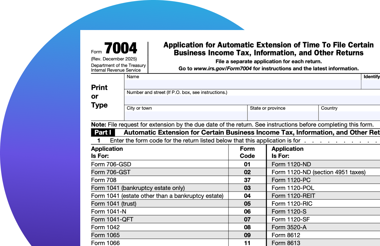 IRS 7004 tax form