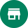 Green Circle with an image of a storefront inside it