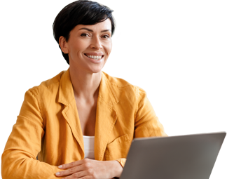 woman on laptop smiling