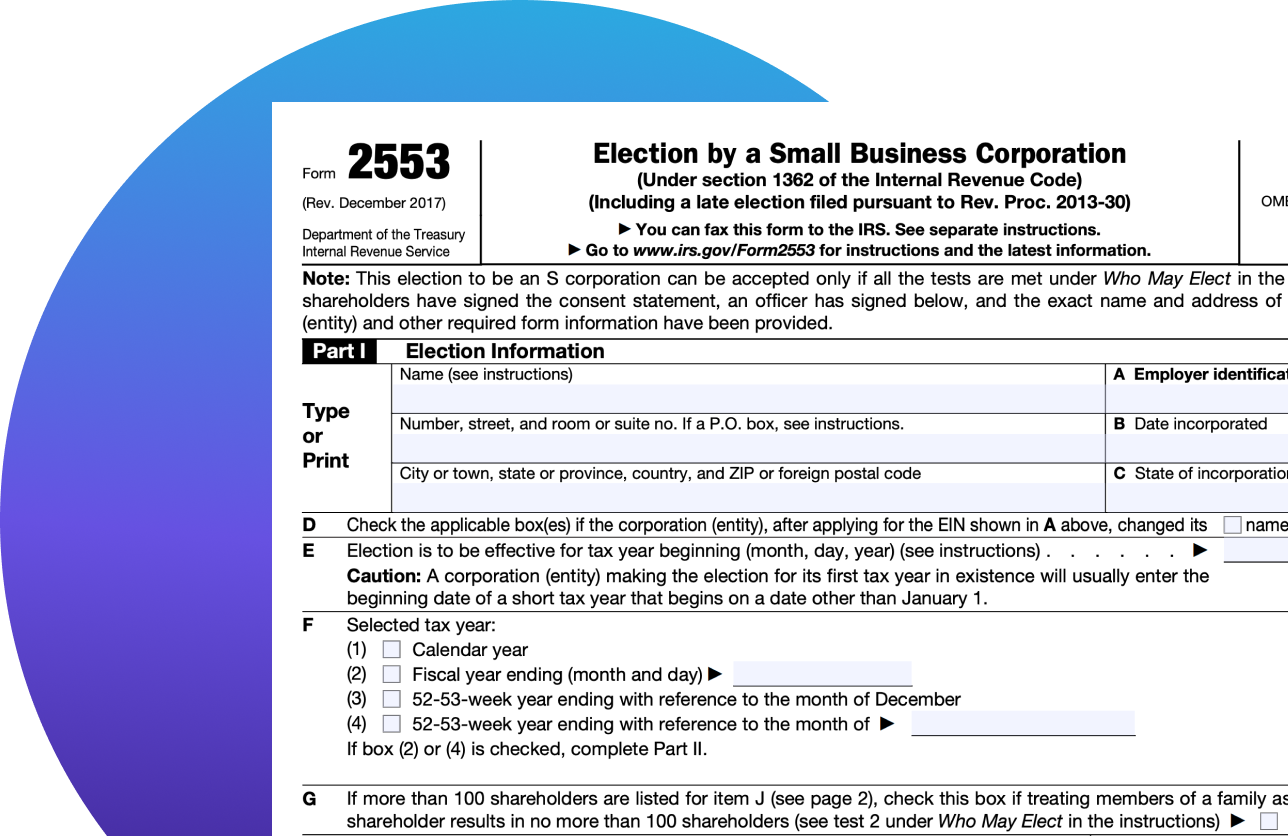 IRS 2553 tax form