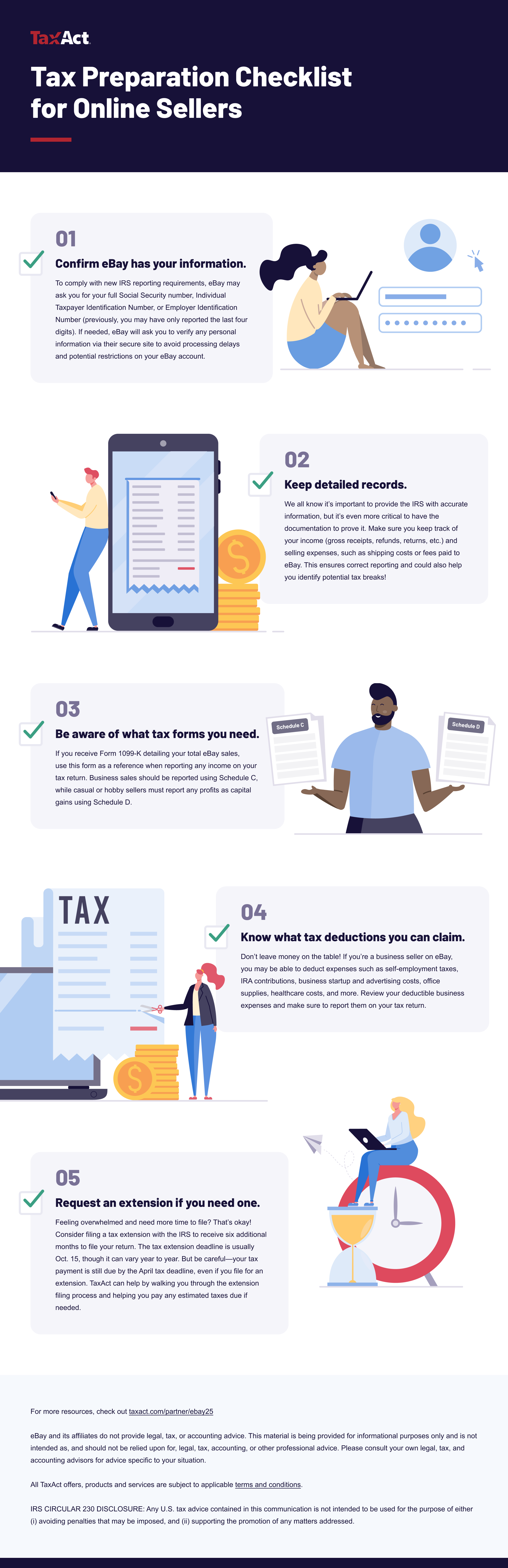 An infographic with tax preparation checklist for online sellers.