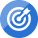 arrow hitting bullseye in blue circle icon