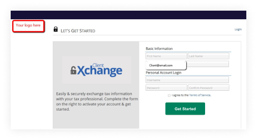 Screen capture of a personalization window withing TaxAct professional Client Xchange