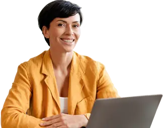 woman on laptop smiling