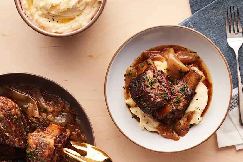 Slow Cooker Red Wine Braised Ranch Short Ribs