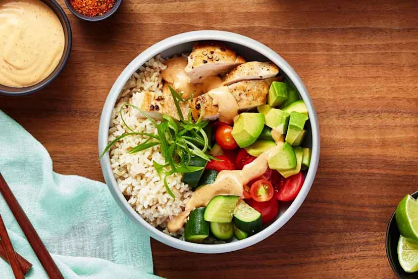 Chipotle Ranch Chicken, Avocado, Zucchini Rice Bowl