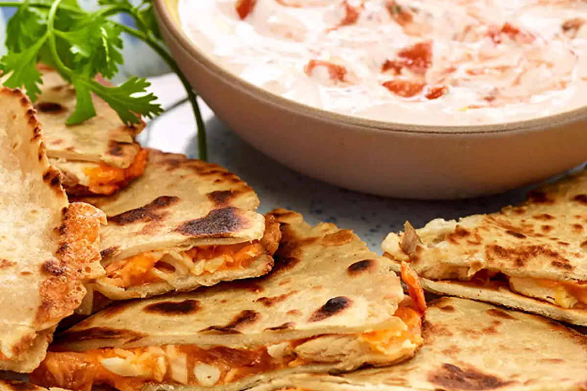 Chicken Quesadillas with Creamy Ranch Salsa
