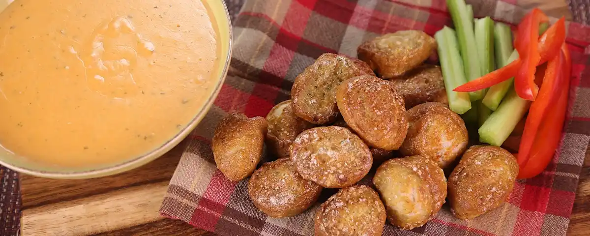 Triple-Cheese Tailgate Dip with Pregame Pretzel Bites