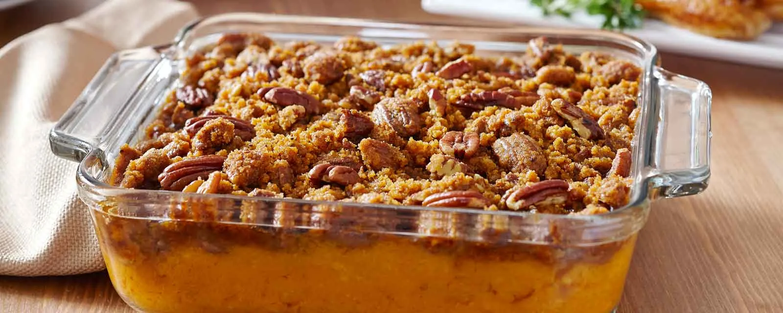 Sweet Potato Casserole with Crunchy Pecan Topping