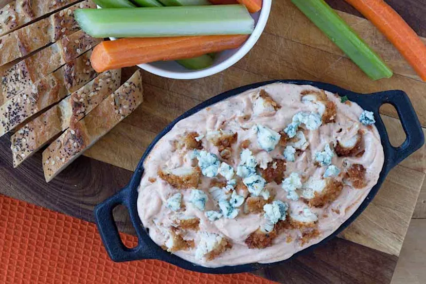 Kicked-Up Buffalo Ranch Chicken Dip