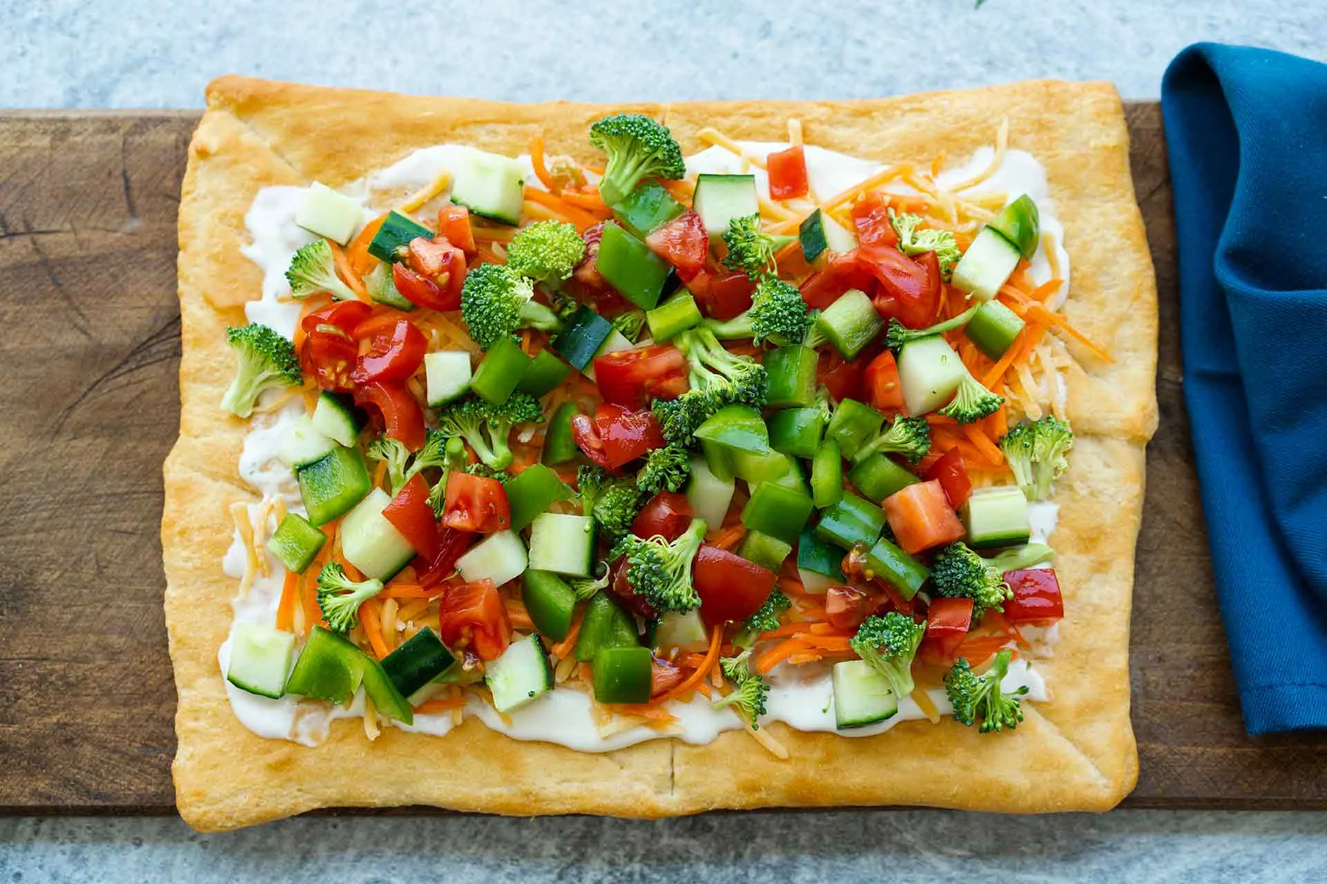 Crescent Roll Veggie Ranch Pizza