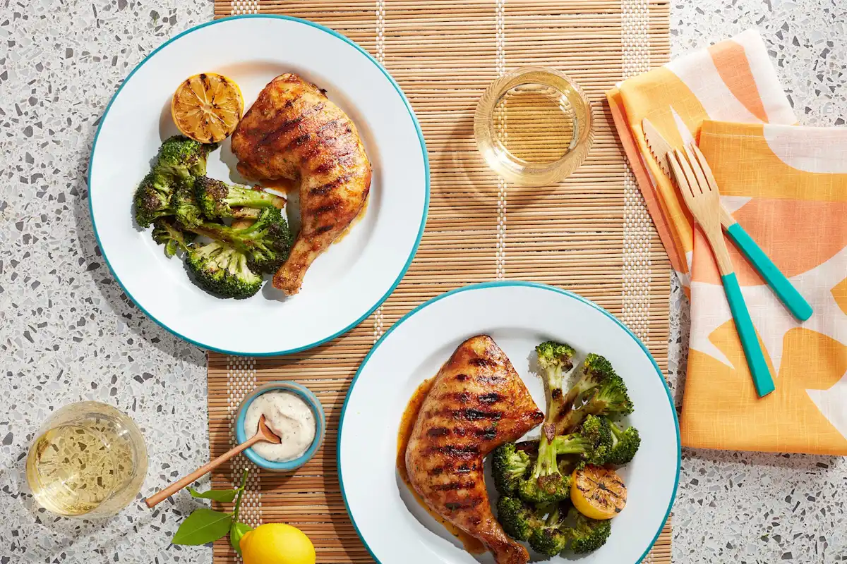 Grilled Ranch Broccoli and Torn Herbs