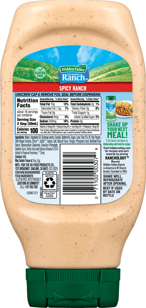 is hidden valley ranch dressing gluten free Salad Topping, Original or as a ranch dip with a vegetable tray Hidden Valley Spicy Ranch Condiment