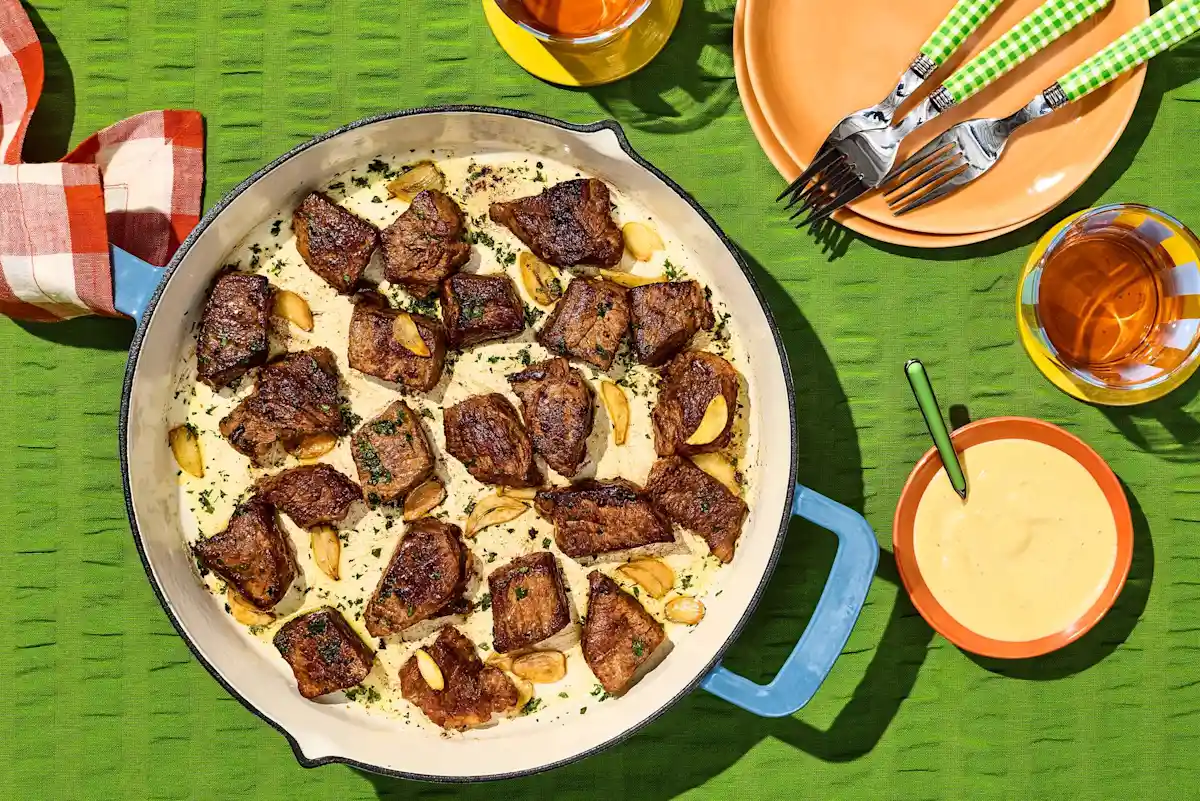 Air Fryer Garlic Butter Ranch Steak Bites image