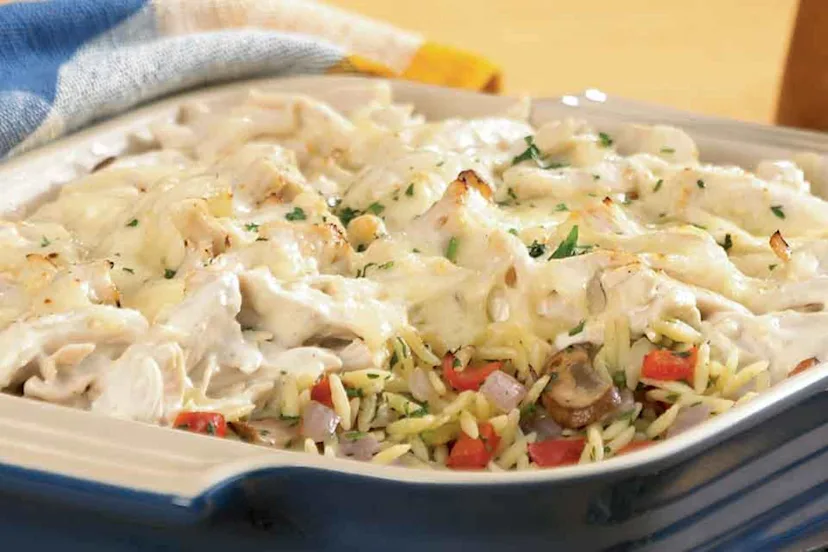 Cheesy Mediterranean Turkey and Pasta Bake