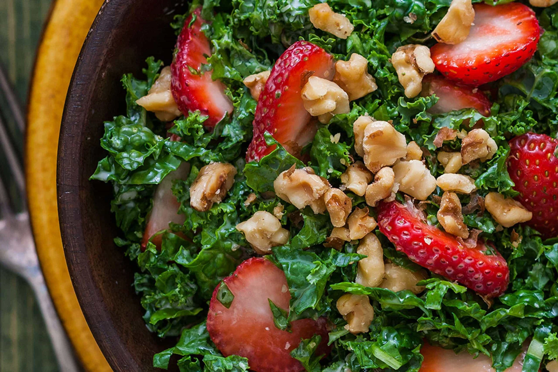 Strawberry Walnut Kale Salad