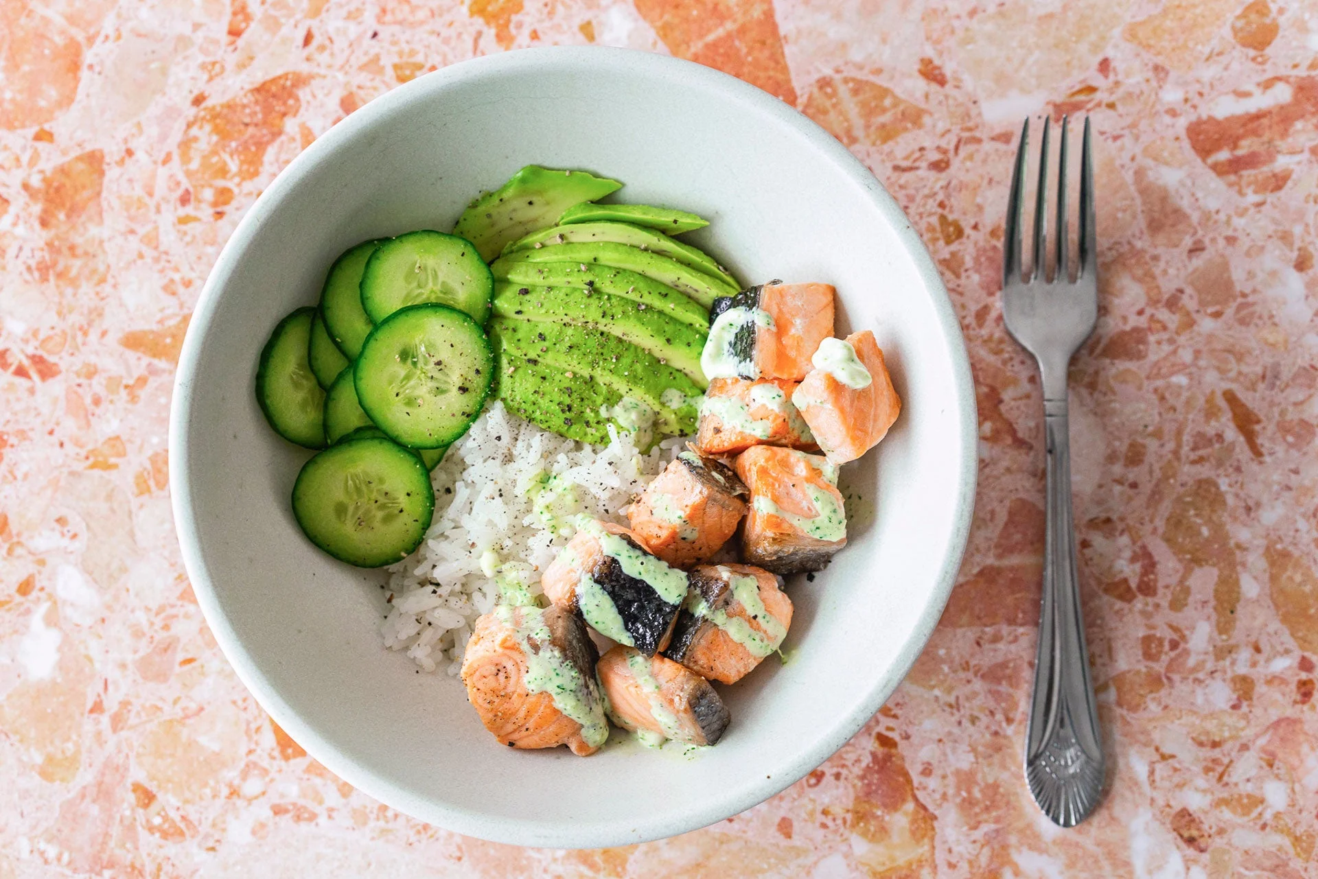 Crispy Ranch Salmon Bite Bowl