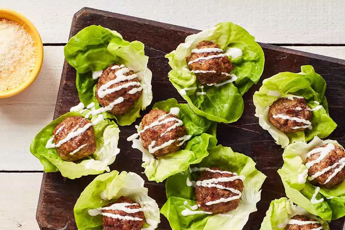 Ranch Meatballs in Lettuce Cups