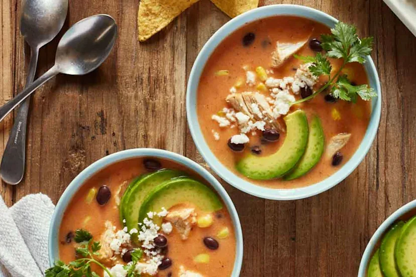 Slow Cooker Spicy Creamy Chicken Tortilla Soup image