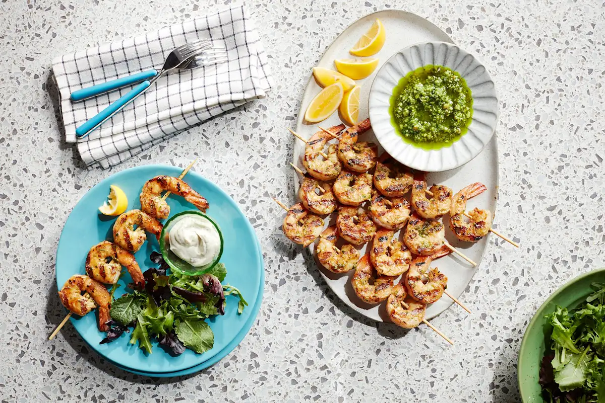 Grilled Pesto Ranch Shrimp