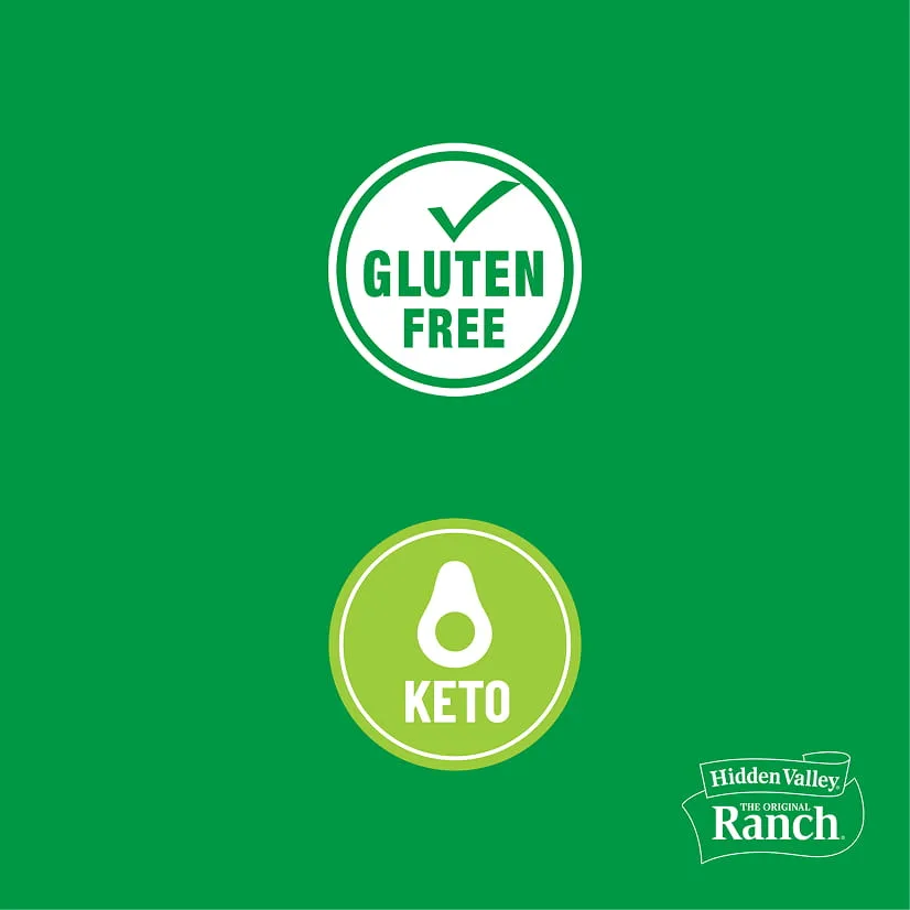 Icons showing the product is gluten-free and keto-friendly