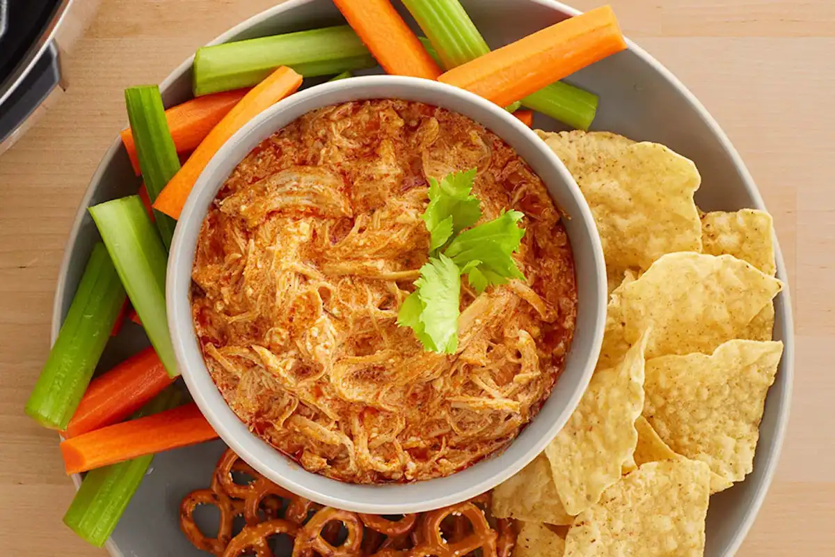 Pressure Cooker Buffalo Ranch Chicken Dip
