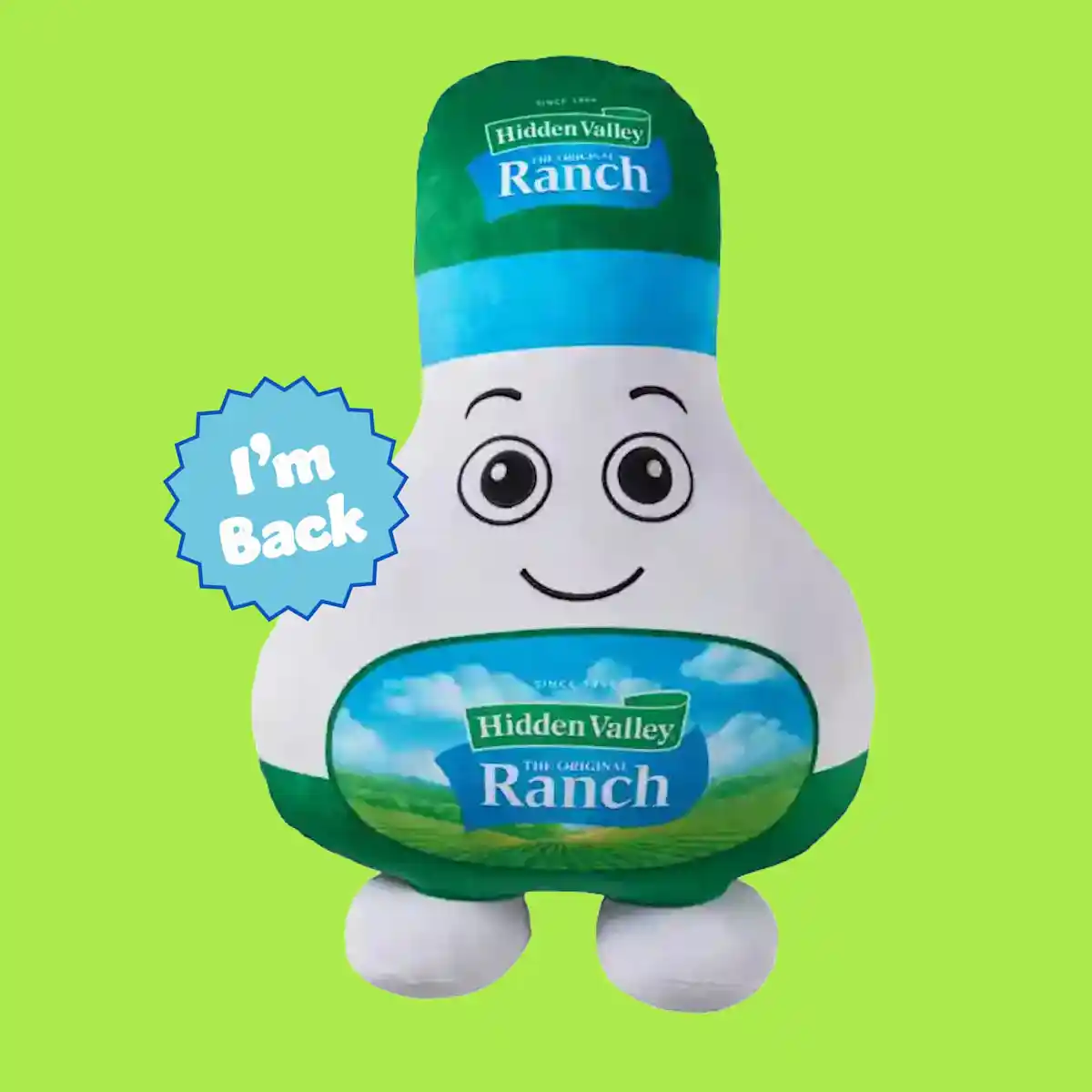 Ranchie plush toy with a I'm Back badge