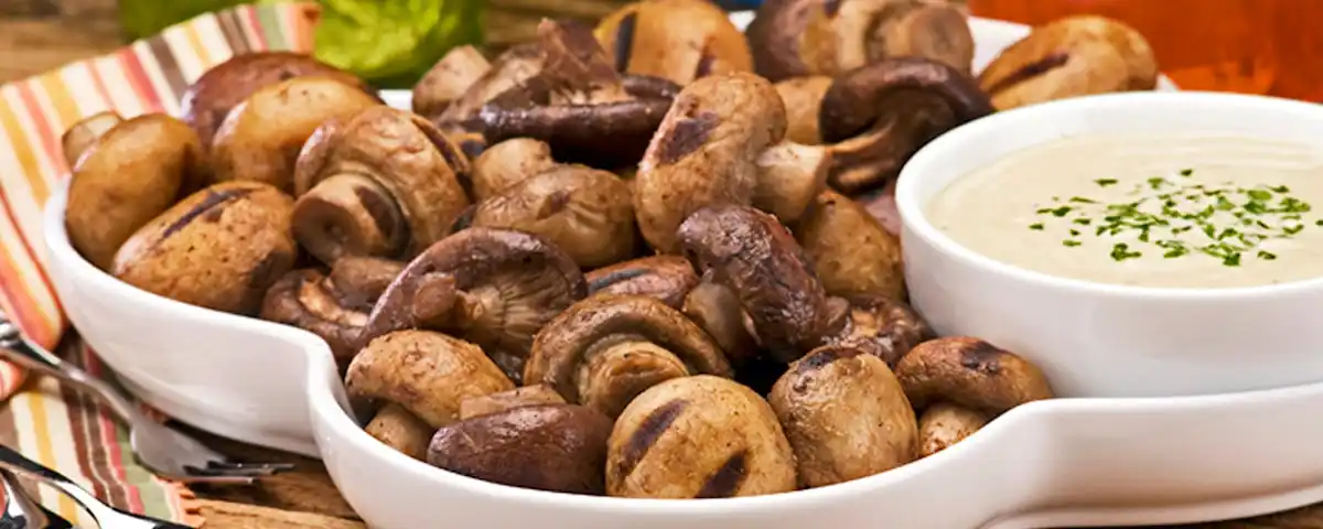 Grilled Mushrooms with Mustard Ranch Sauce