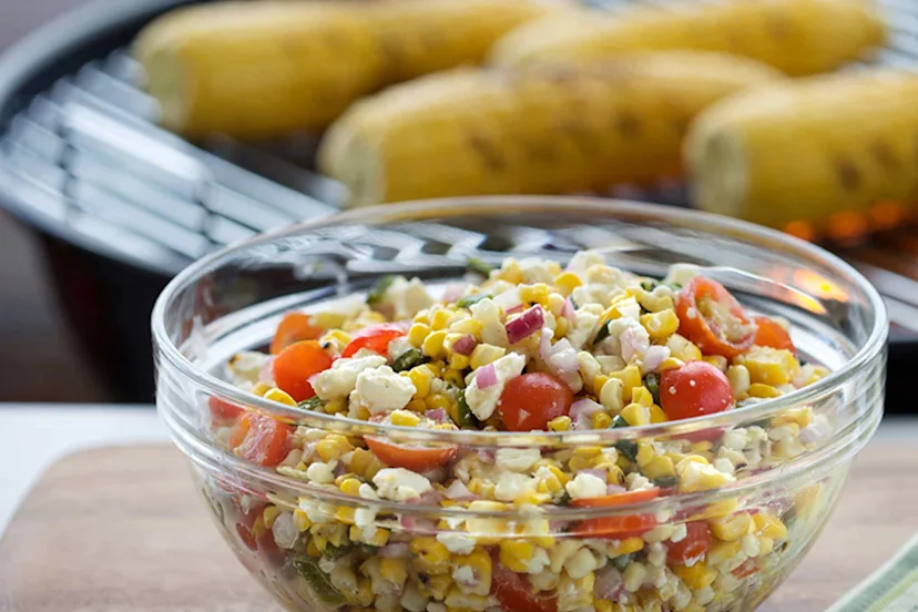 Grilled Corn Salad with Poblano Peppers