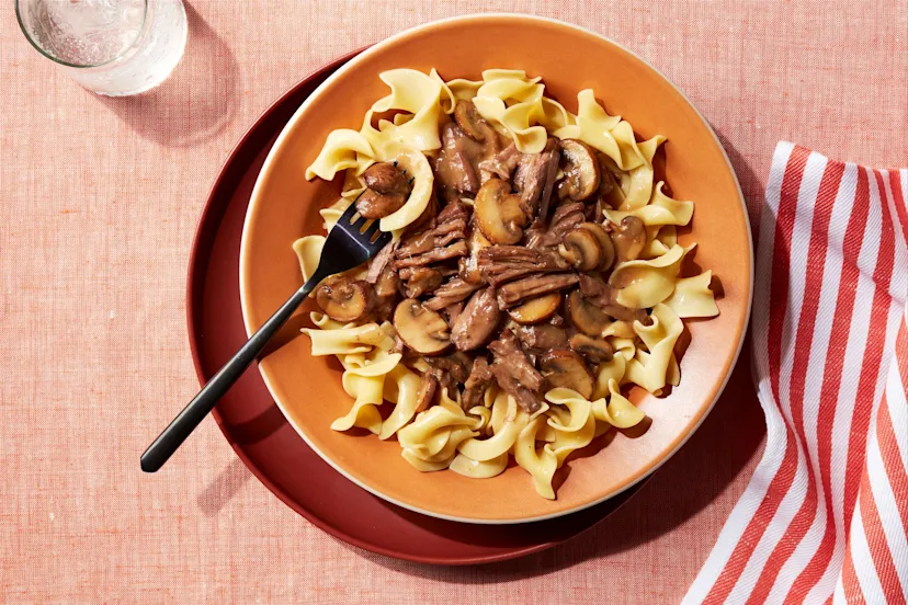 Stroganoff Recipe with Leftover Mississippi Beef