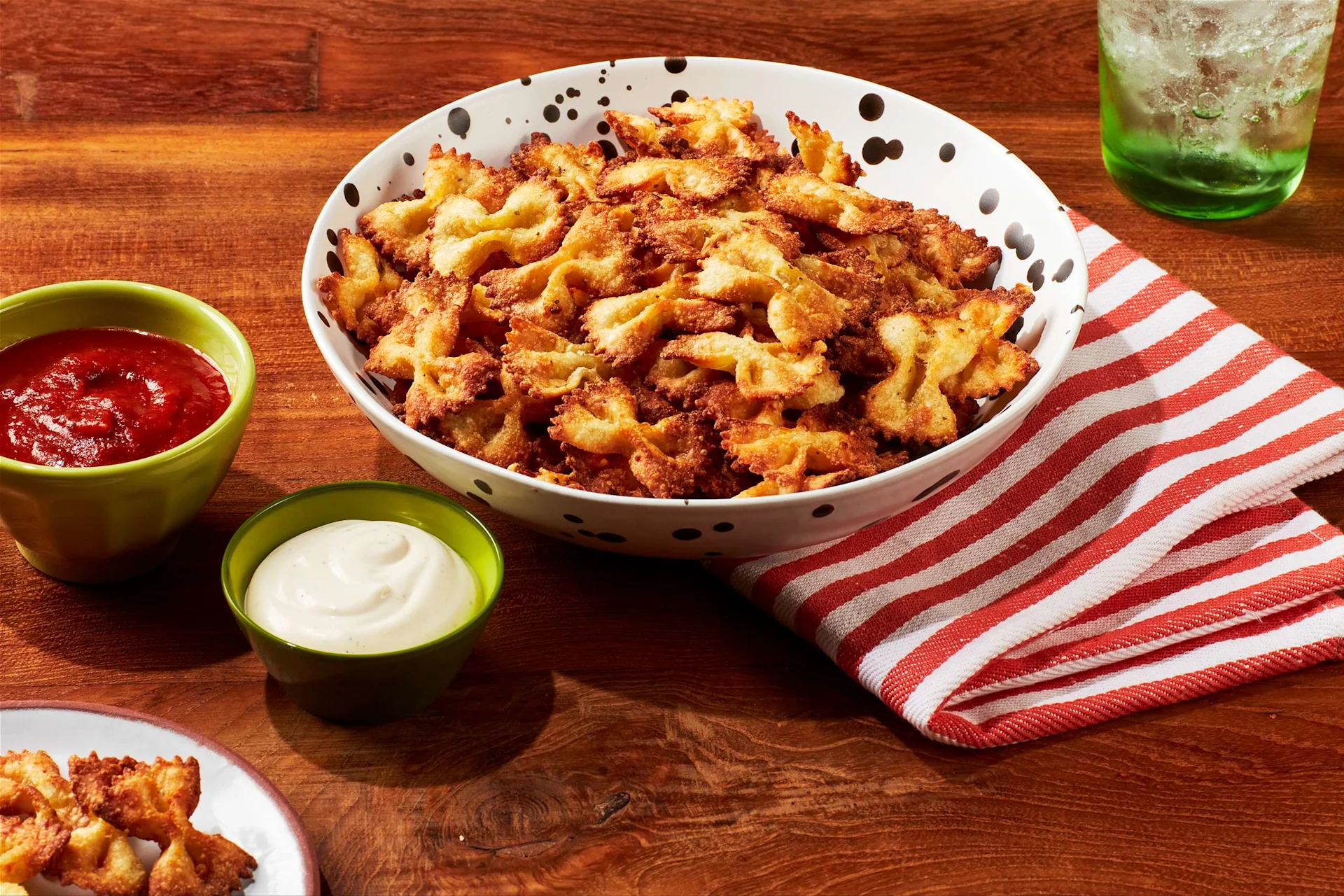 Bowtie Pasta Chips with Ranch