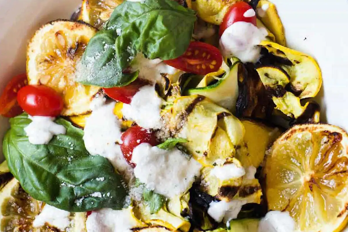 Grilled Zucchini and Squash Ribbon Salad