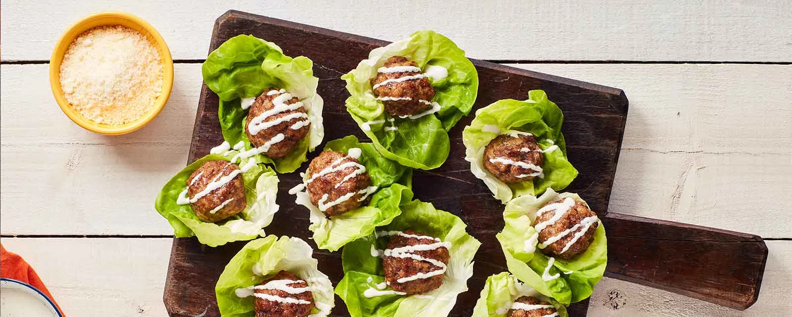 Ranch Meatballs in Lettuce Cups