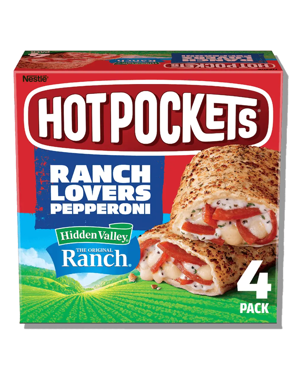Hidden Valley Ranch Lovers Pepperoni Hot Pockets sandwiches with Hidden Valley Ranch seasoning.